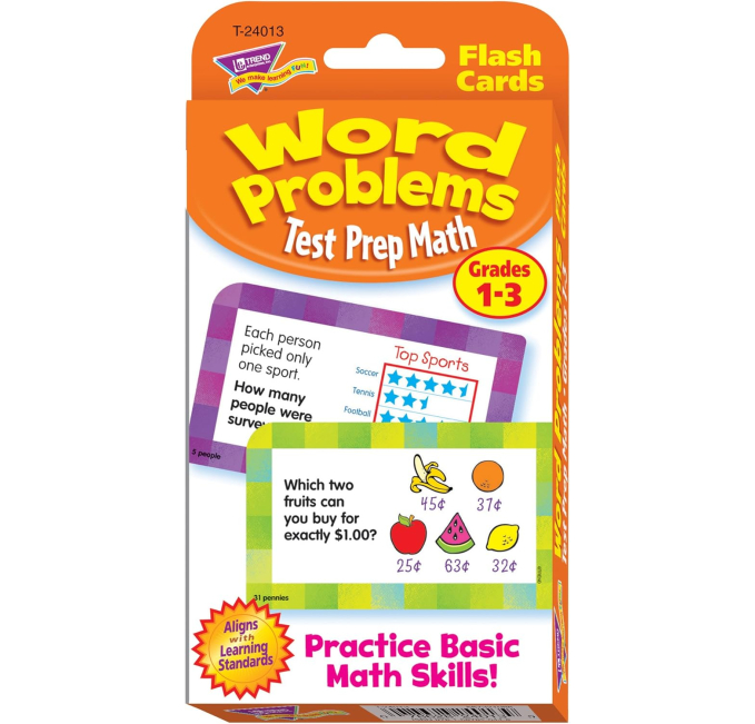 Test Prep Math Word Problems Challenge Cards Grades 1-3 Toys Circuit