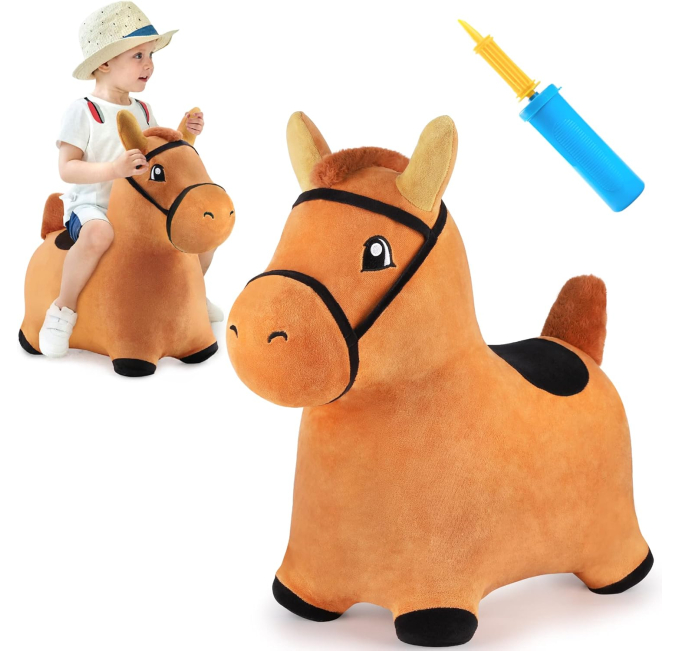 iPlay iLearn Brown Hopping Horse Inflatable Bouncer Toys Circuit