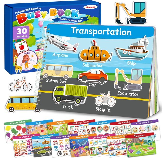 Walenced Busy Book for Toddlers 3-5 Learning Toys Circuit