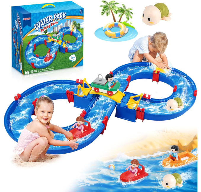 FRUSE Water Table for Toddlers 1-8 with Turtle and Boats Toys Circuit