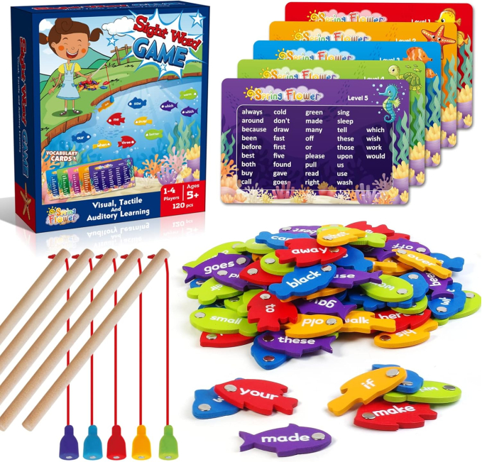 SpringFlower Sight Word Fishing Game for Kids Learning Fun Toys Circuit