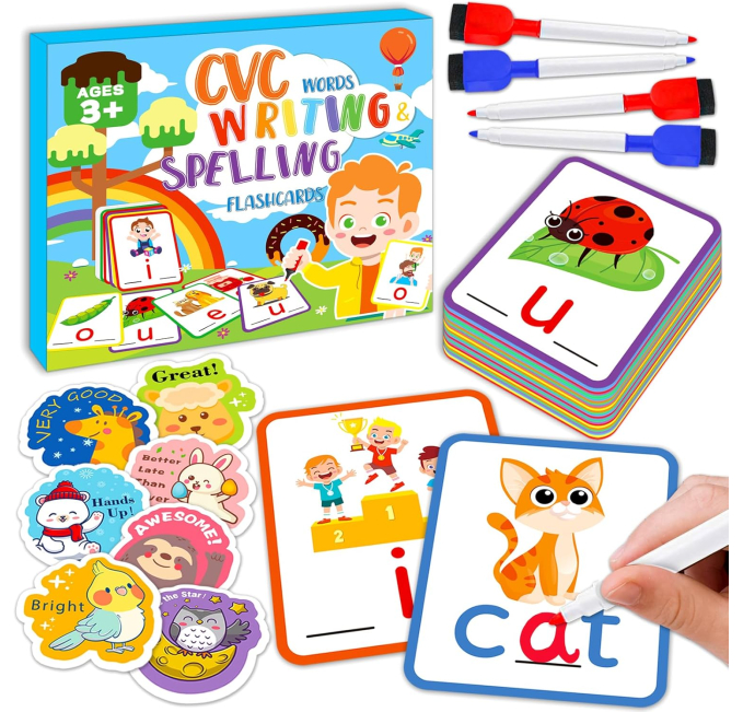 zheyistep CVC Word Game Toys Circuit Preschool Spelling Flashcards