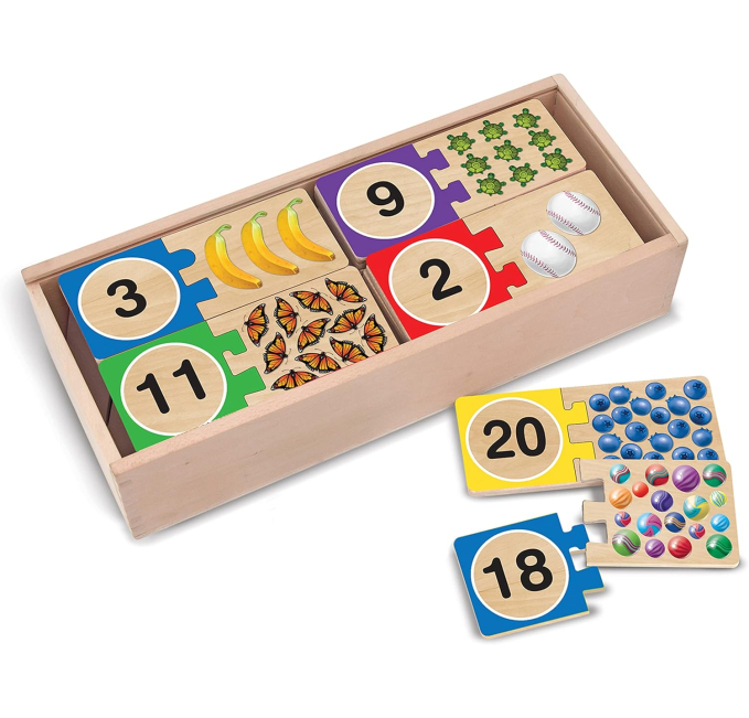 Melissa & Doug Wooden Number Puzzle Set for Kids Toys Circuit Learning Fun