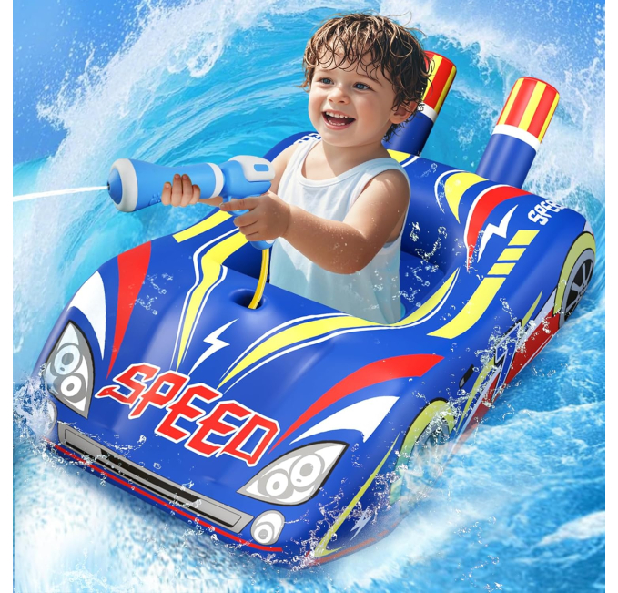 JOSEN Pool Floats Kids with Water Gun Ride-on Car for Summer Fun Toys Circuit