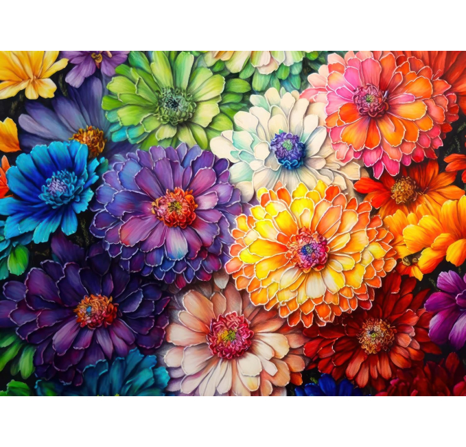 Rufus AI 1000 Piece Rainbow Flowers Jigsaw Puzzle Toys Circuit