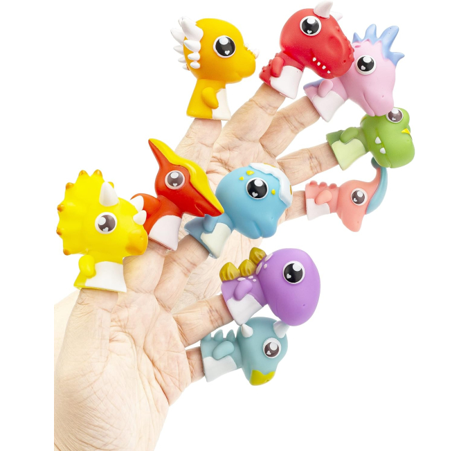 AQKILO Dinosaur Finger Puppets 10 Piece Set for Kids Toys Circuit