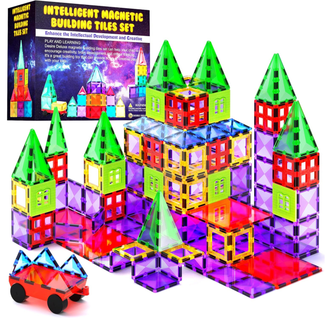 Toys Circuit Magnetic Tiles 57 PCS STEM Blocks for Kids