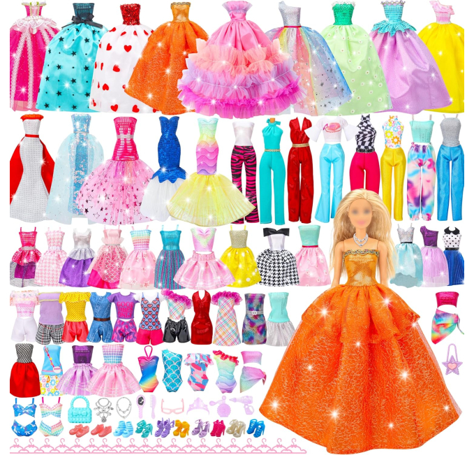 Style Shine 56 Piece Fashion Doll Clothes Set Toys Circuit Gift