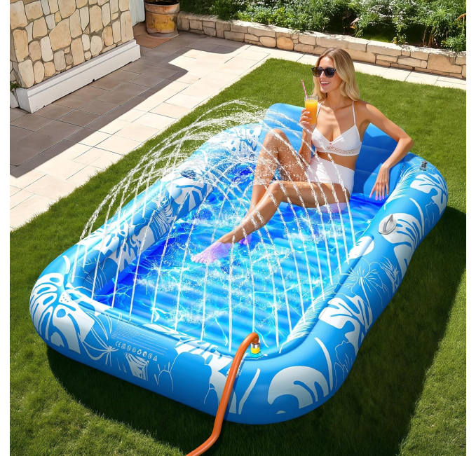 Intex Inflatable Tanning Pool Lounger with Pillow 77" Toys Circuit