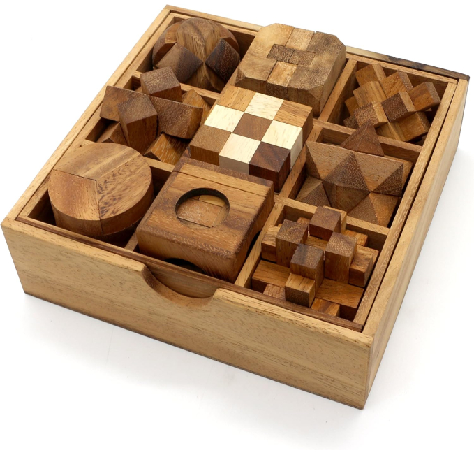 BSIRI 9 Wooden Brain Teaser Puzzles for Adults Kids Mind Games Toys Circuit