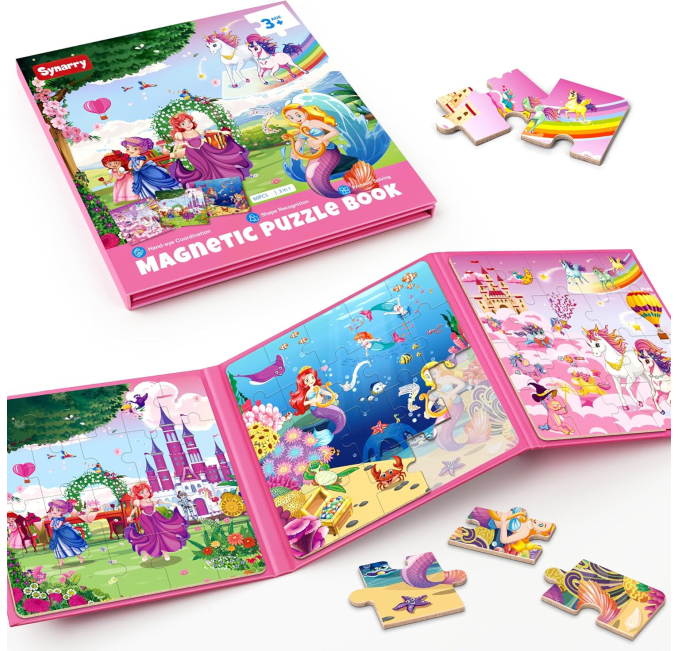 SYNARRY Unicorn Mermaid Magnetic Puzzle for Kids Toys Circuit