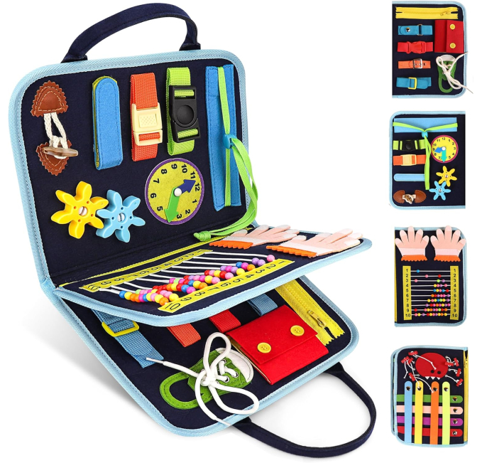 JAGSYJOY Montessori Busy Board for Toddlers Sensory Toys Circuit