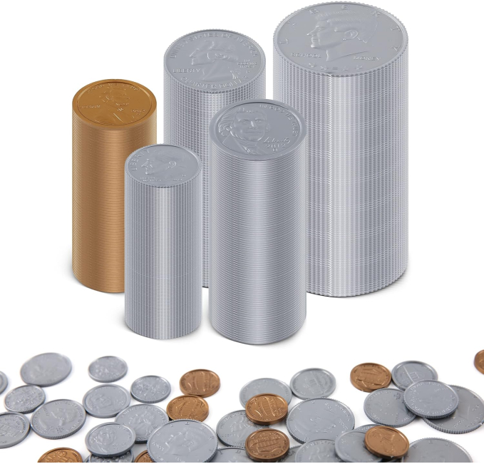 Learning Play Coins for Kids 100 Piece Set for Pretend Play Toys Circuit