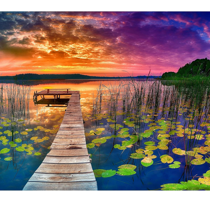 GERJATO Scenic Sunset Lake Puzzle Toys Circuit 1000 Piece