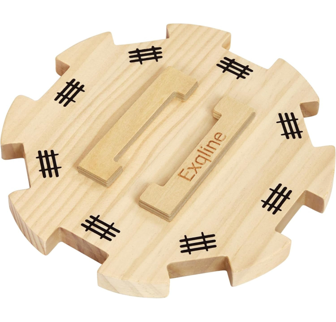 Exqline Wooden Hub for Mexican Train Dominoes Felted Base Toys Circuit