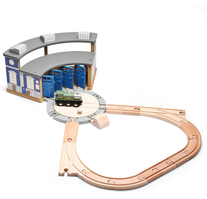 SainSmart Jr Wooden Train Track Roundhouse Set Toys Circuit Fun
