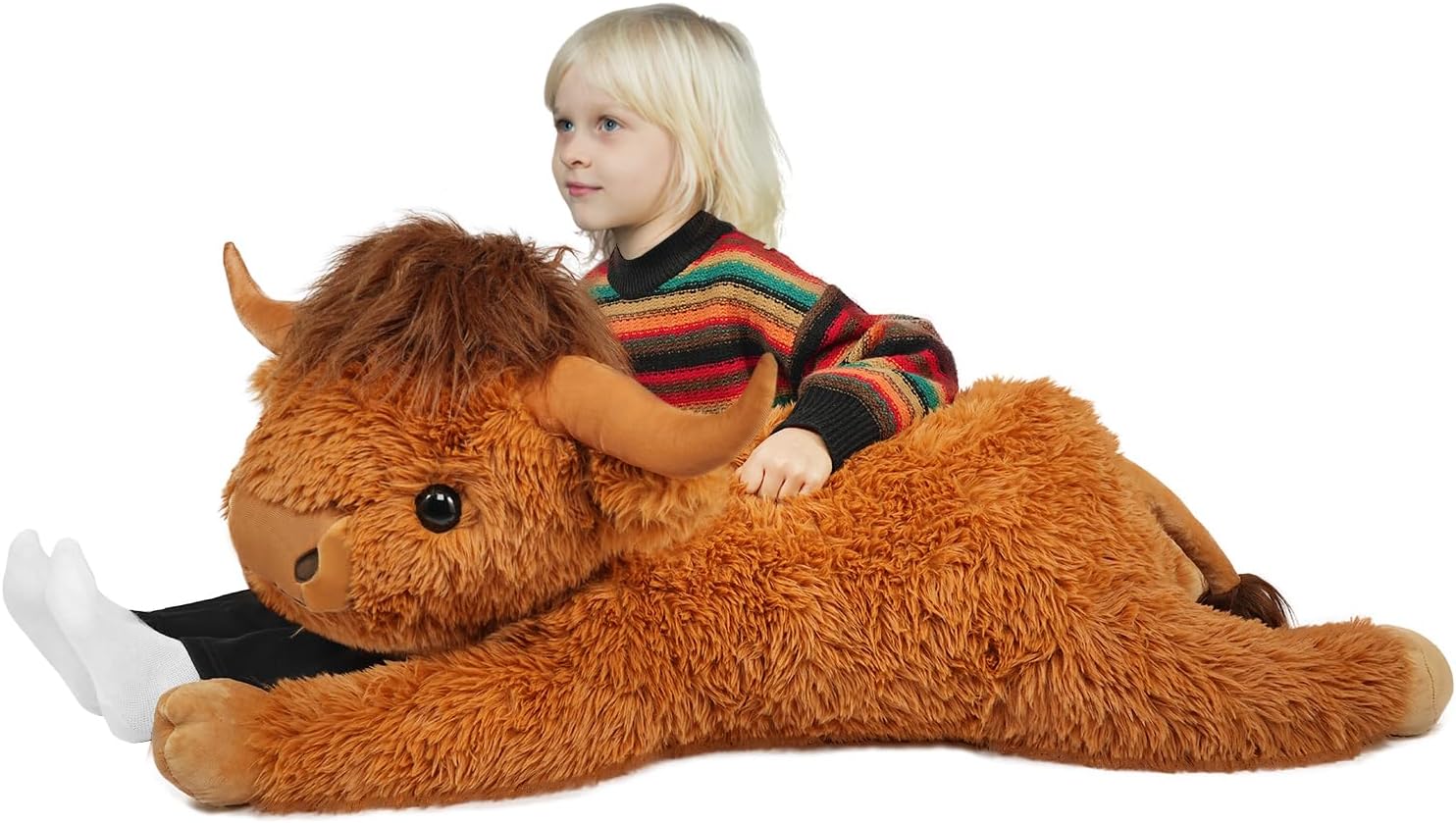 WDXDSOB Giant Highland Cow Plush Toy Dark Brown Soft Plush Toys Toys Circuit