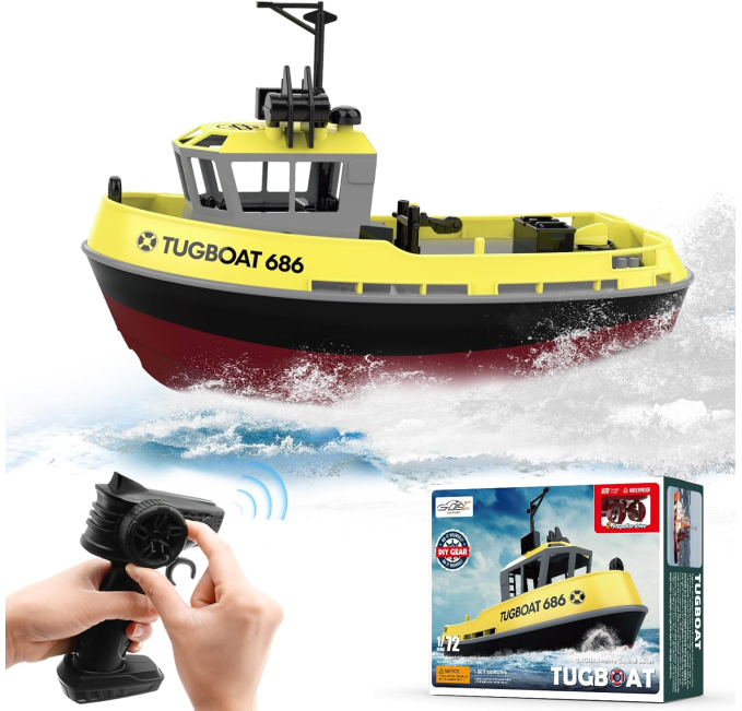 Tucraew RC Tugboat 1/72 High Speed Boat for Pools Lakes Toys Circuit