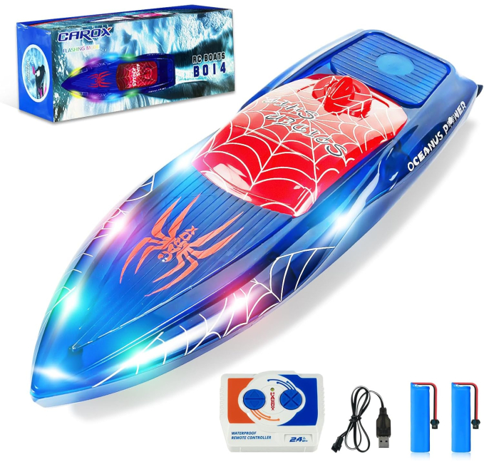 RC Boat with LED Lights 2.4GHz Fast Speed Boat for Kids Toys Circuit