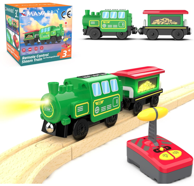 Wooden Train Battery Operated Remote Control Engine Toys Circuit